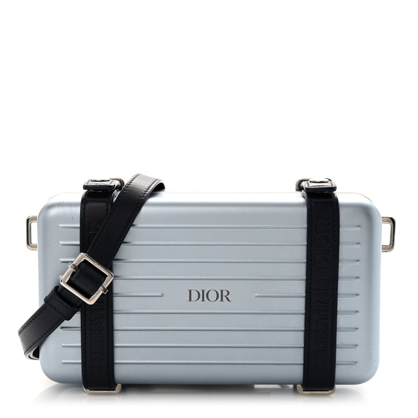 X RIMOWA Aluminum Personal Clutch On Strap Bleu