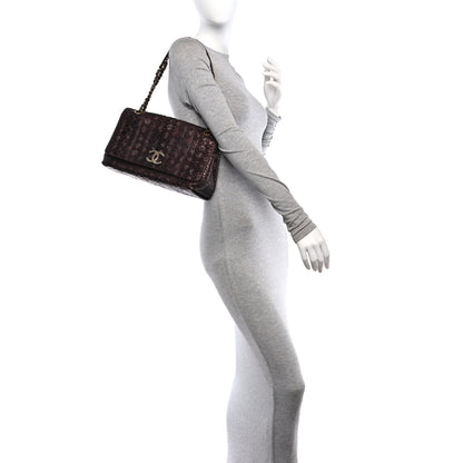 Chanel Metallic Snakeskin Medium Paris-Byzance Flap Burgundy 2 of 10