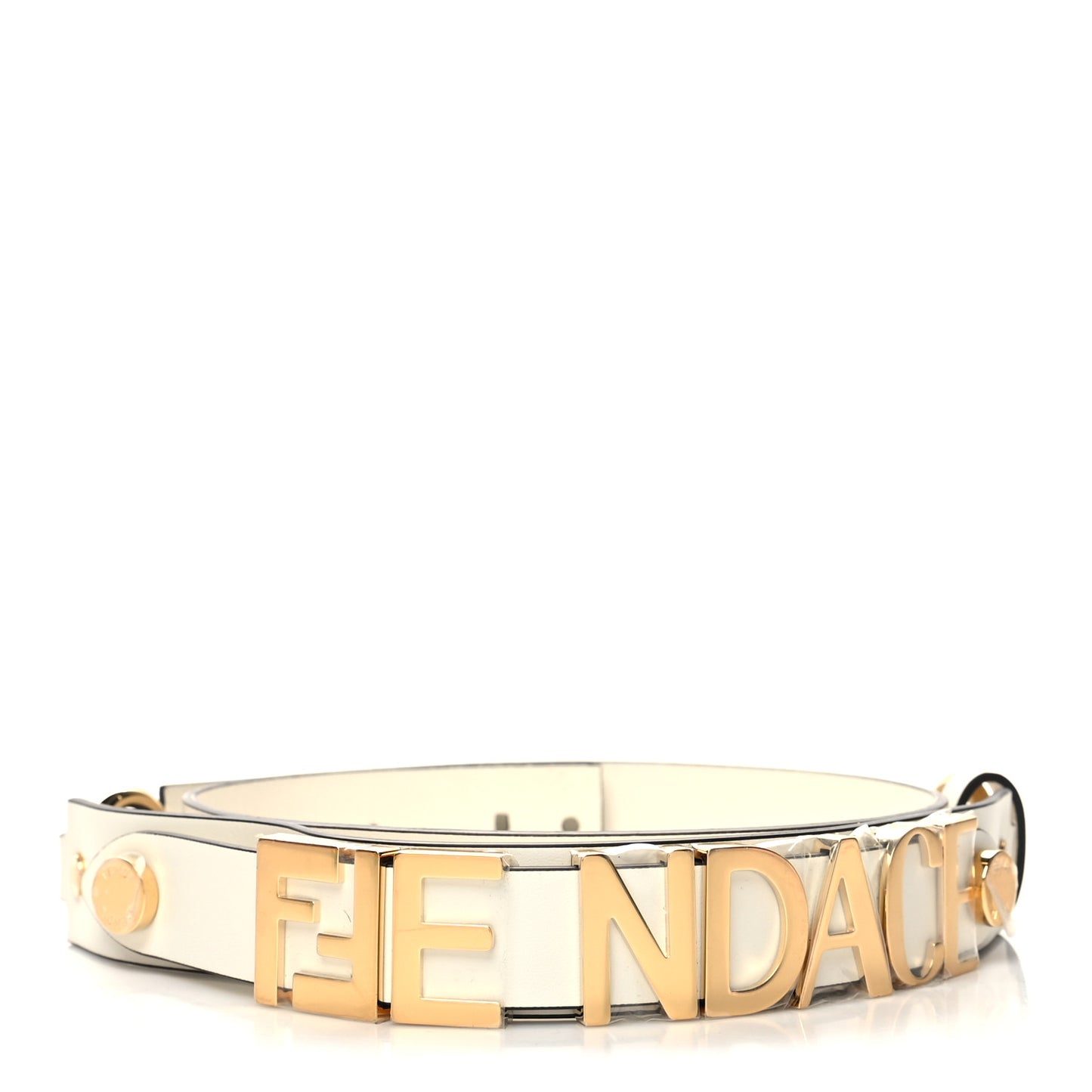 X FENDI Calfskin Fendace Logo Belt 85/34 White