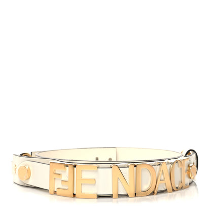 Versace X FENDI Calfskin Fendace Logo Belt 85/34 White 1 of 4