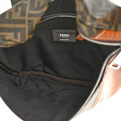 Fendi Glazed Fabric Vitello King FF 1974 Diagonal Belt Bag Tobacco Moro Cuoio 5 of 10