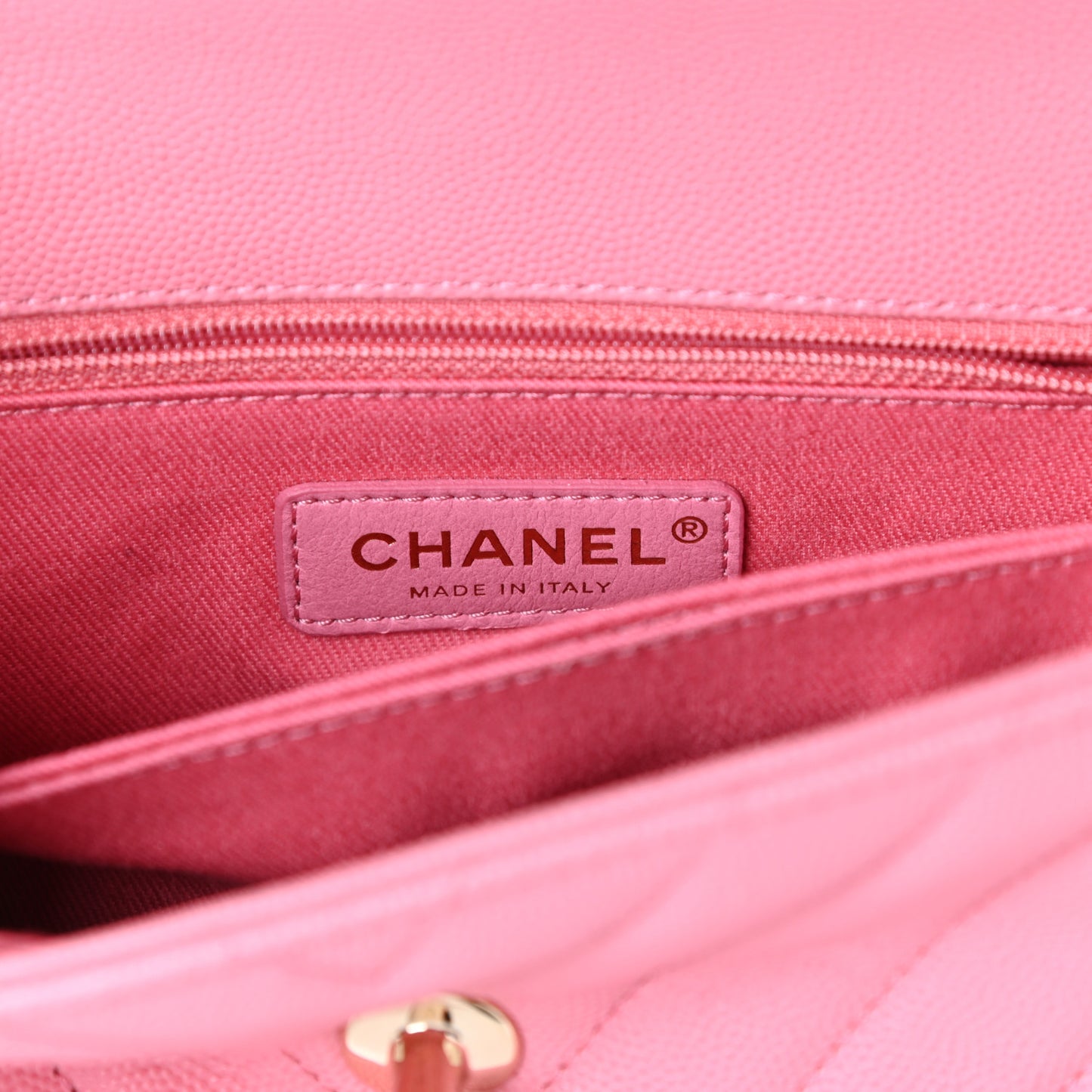 Caviar Chevron Quilted Mini Coco Handle Flap Pink