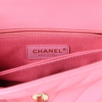Chanel Caviar Chevron Quilted Mini Coco Handle Flap Pink 6 of 10