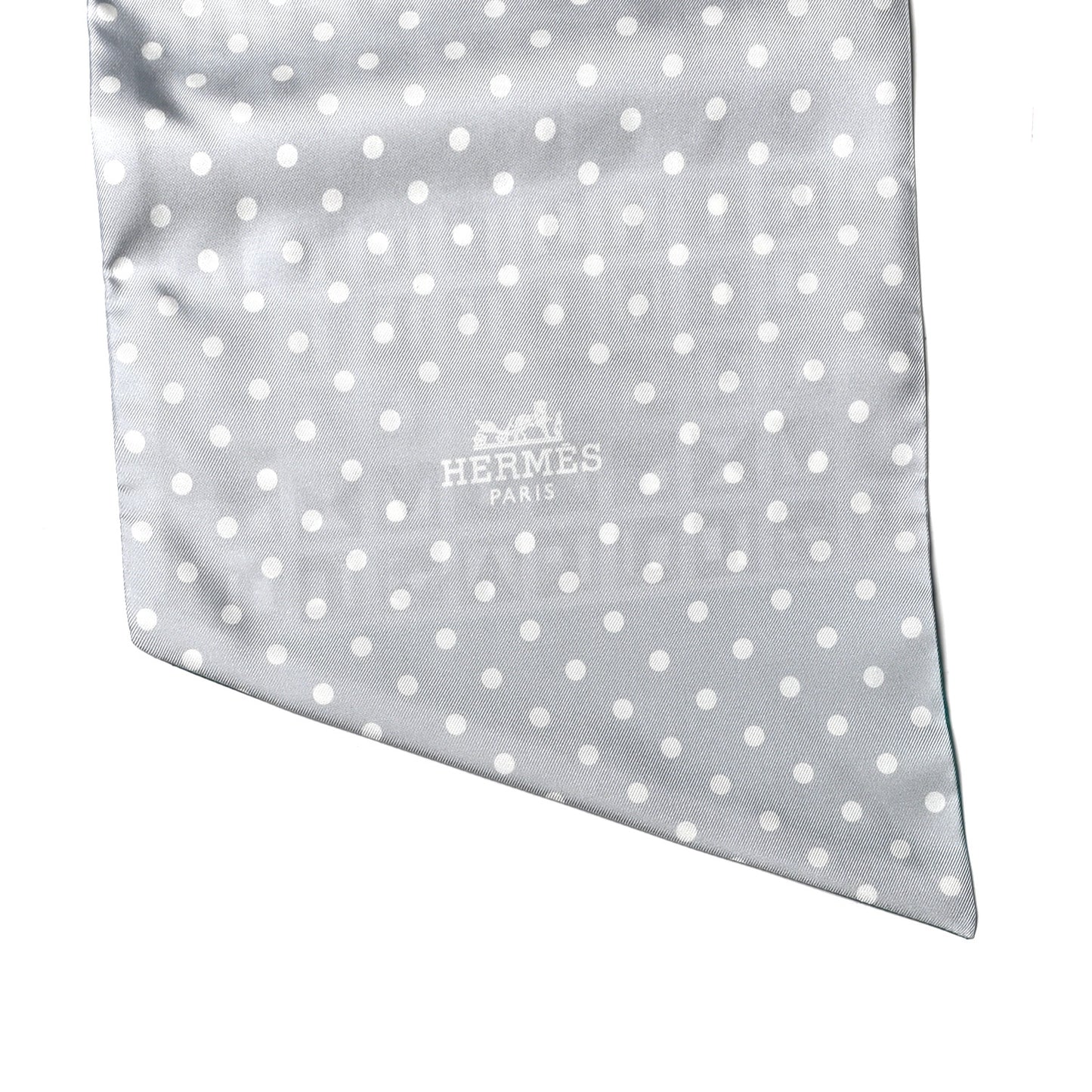 Silk Lettres Et Pois Maxi Twilly Cut Gris Black Menthol
