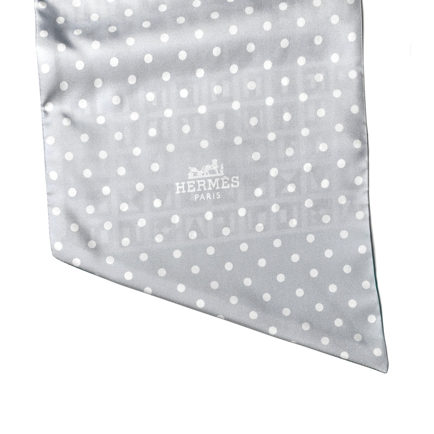 Hermes Silk Lettres Et Pois Maxi Twilly Cut Gris Black Menthol 3 of 4