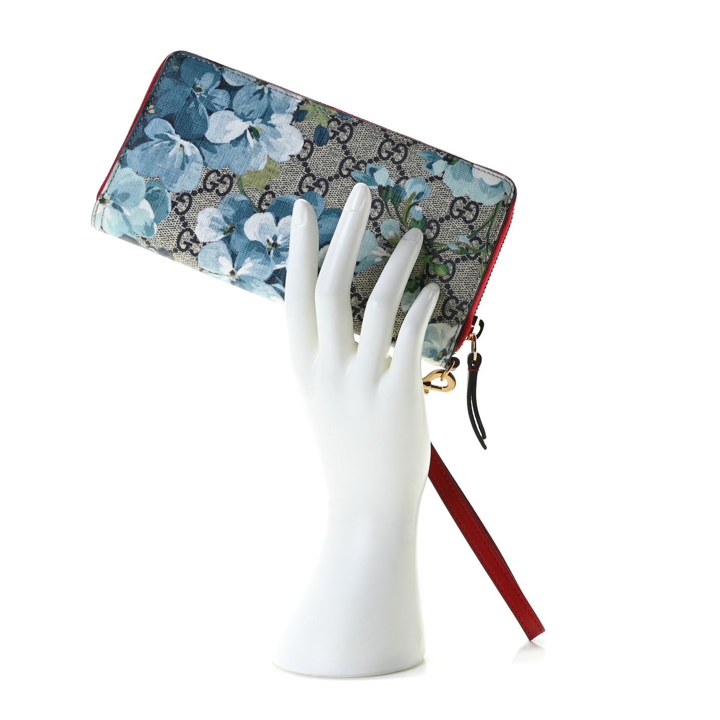GG Supreme Monogram Blooms Wrist Wallet Blue