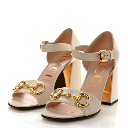 Gucci Nappa Horsebit Cross Strap 95mm Sandals 39 Mystic White 3 of 9