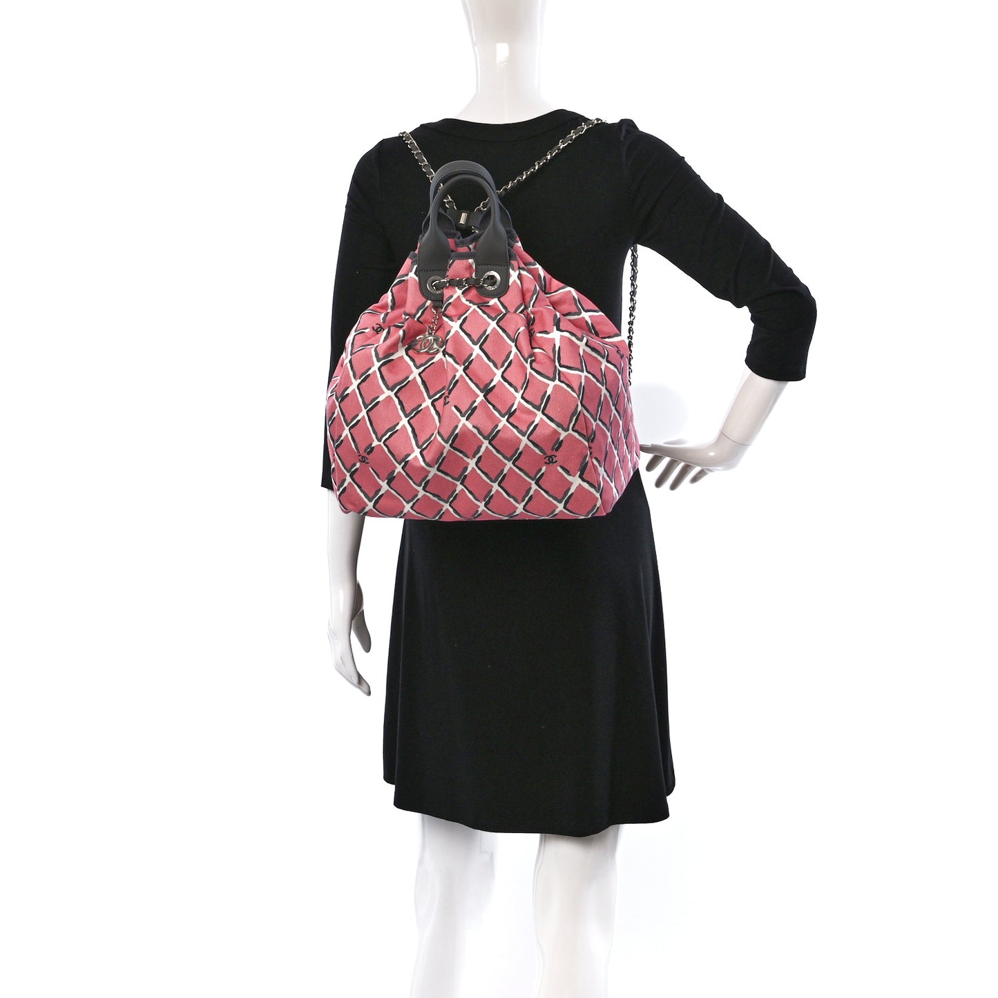 Canvas Printed Airline Drawstring Bag Pink