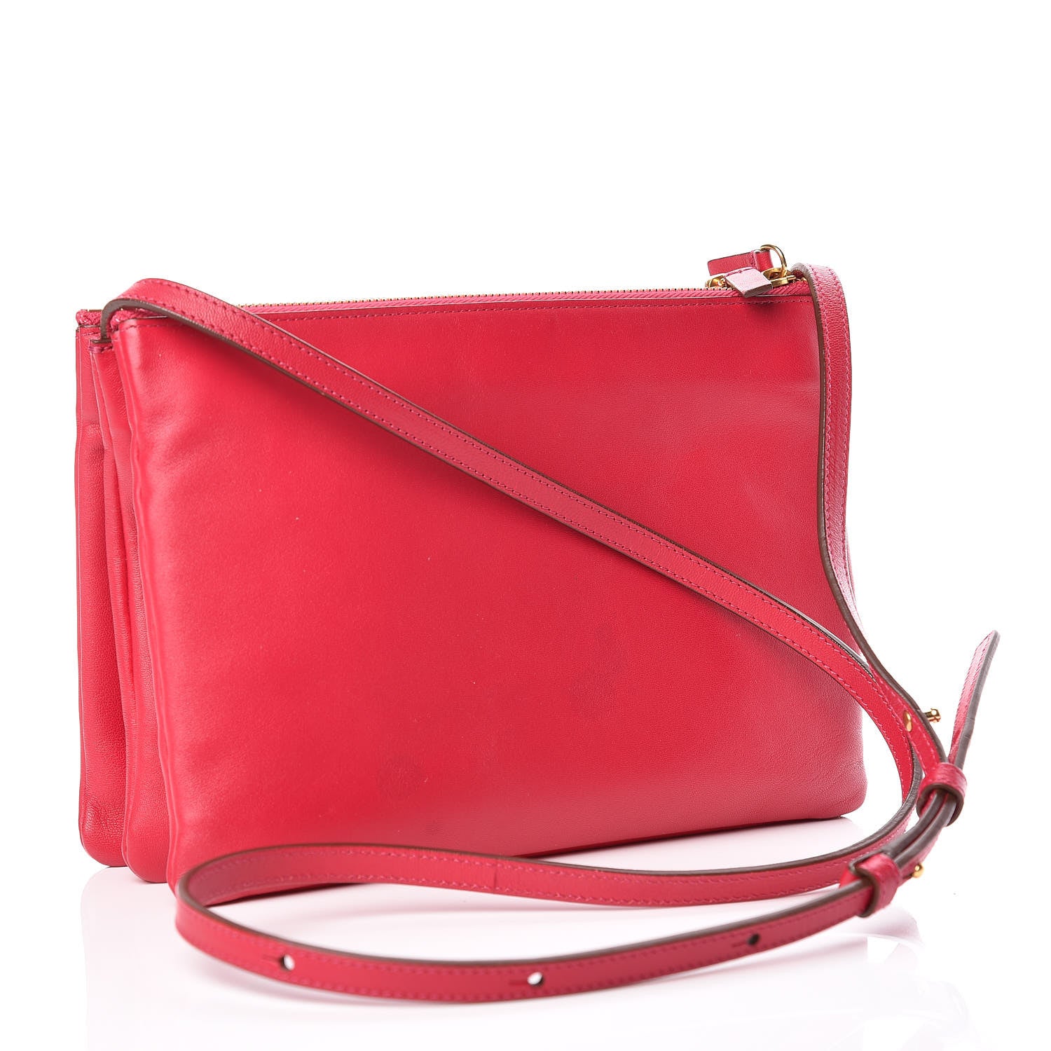 Celine Lambskin Large Trio Crossbody Bag Fuchsia 3 of 13
