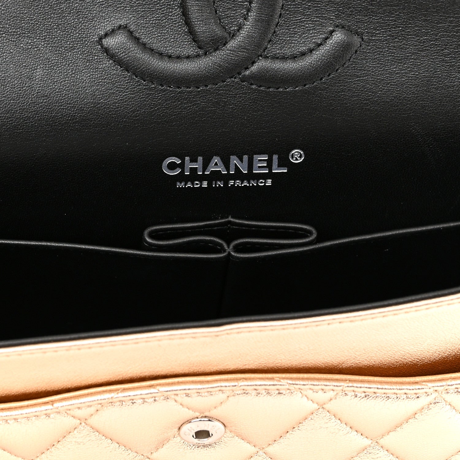 Chanel Metallic Lambskin Quilted Medium Double Flap Gold Black 6 of 11
