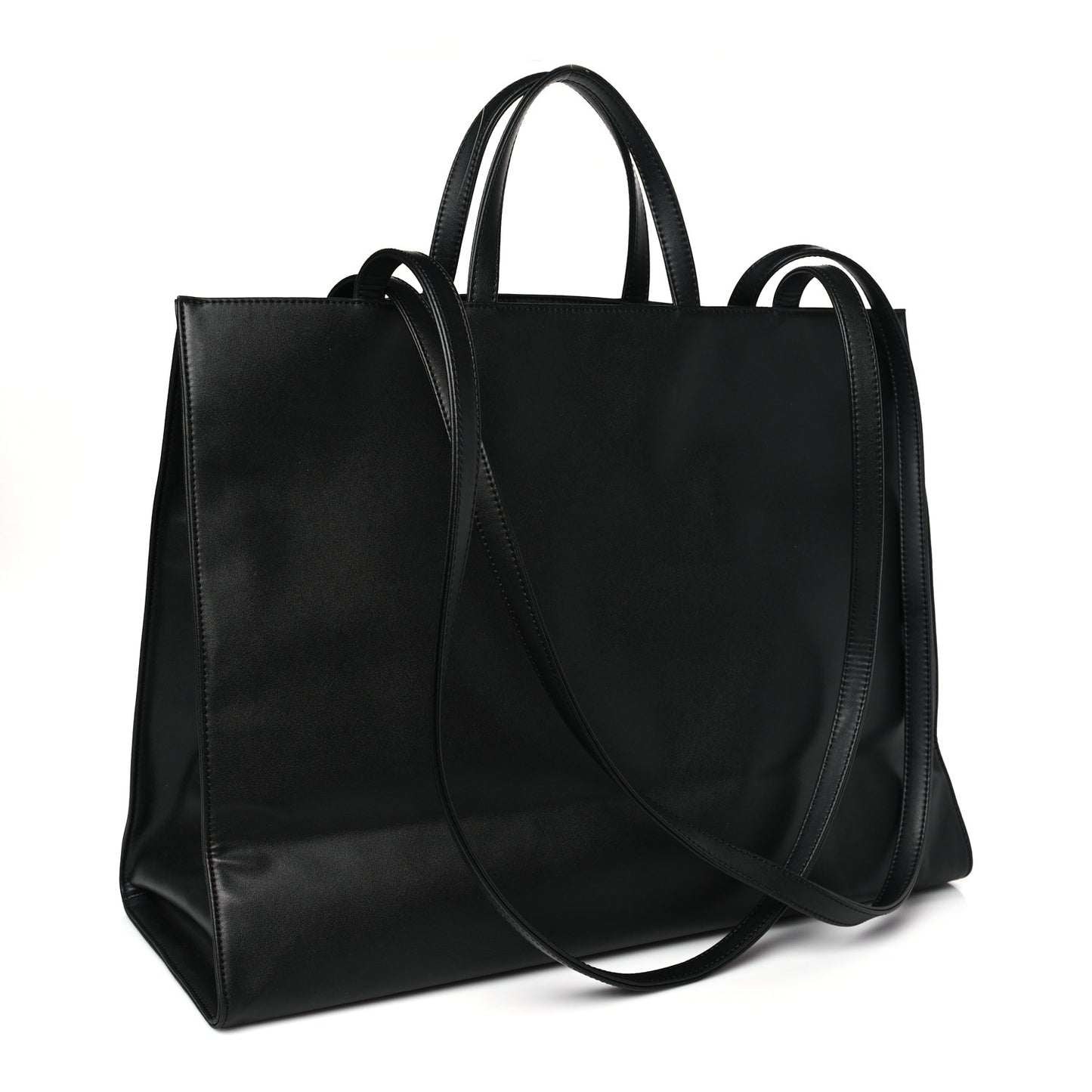 Vegan Leather Large Shopping Bag Black
