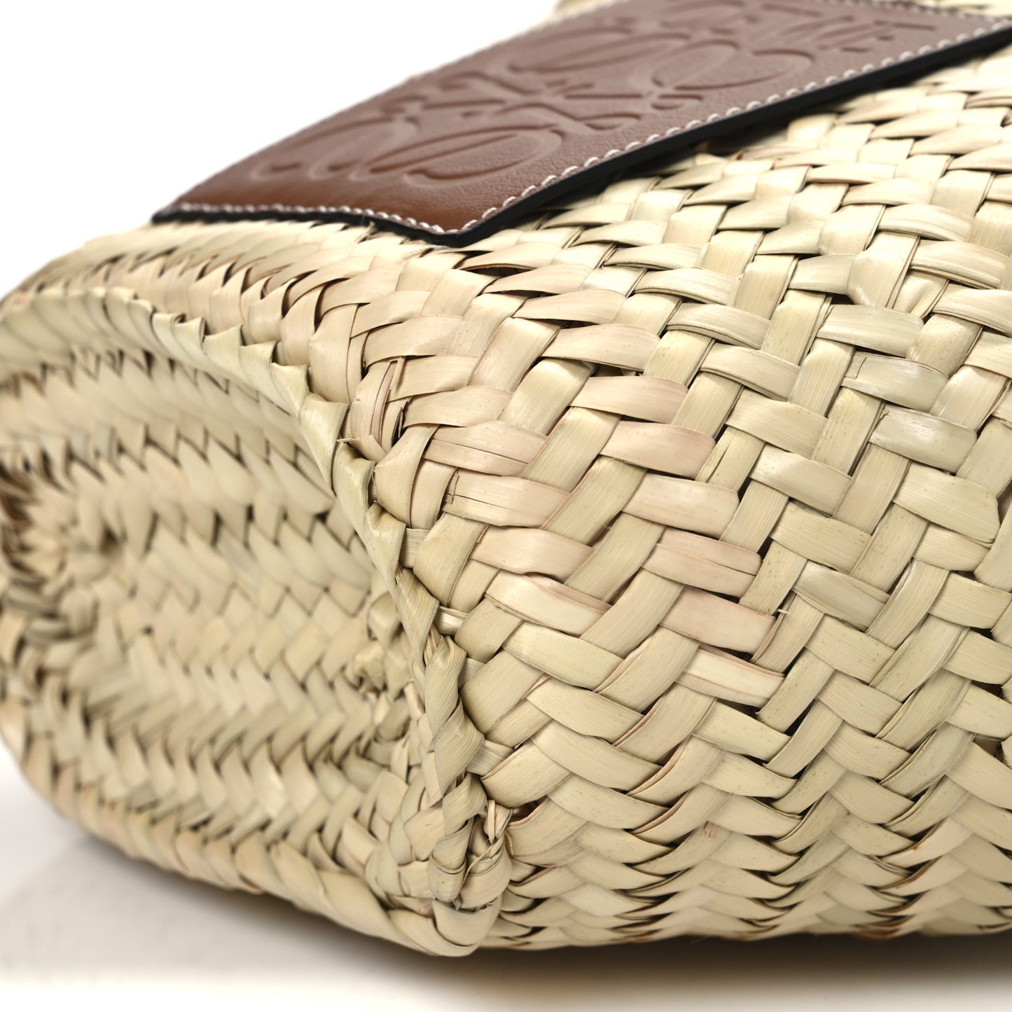 Leaf Palm Calfskin Mini Drawstring Bucket Bag Natural Tan