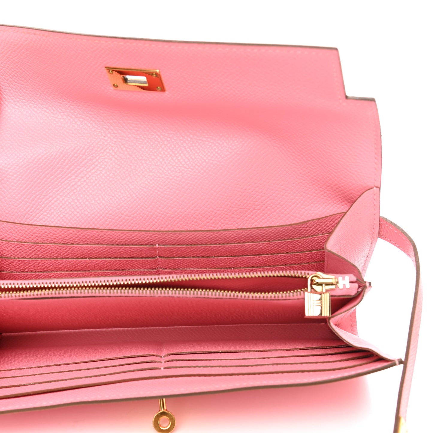 Epsom Kelly Longue Wallet Rose Confetti
