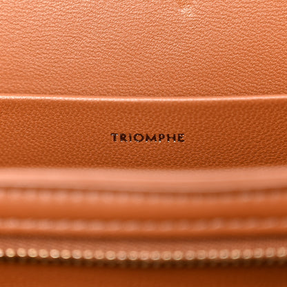 Celine Natural Calfskin Chaine Triomphe Jacquard Canvas Medium Triomphe Bag Navy Tan 6 of 10
