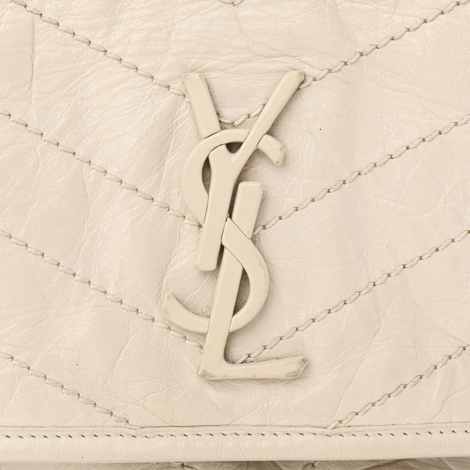 Saint Laurent Crinkled Calfskin Matelasse Monogram Medium Niki Chain Satchel Crema Soft 11 of 20