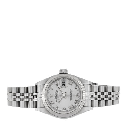 Rolex Stainless Steel 18K White Gold 26mm Oyster Perpetual Datejust Watch Silver Roman 69174 2 of 5