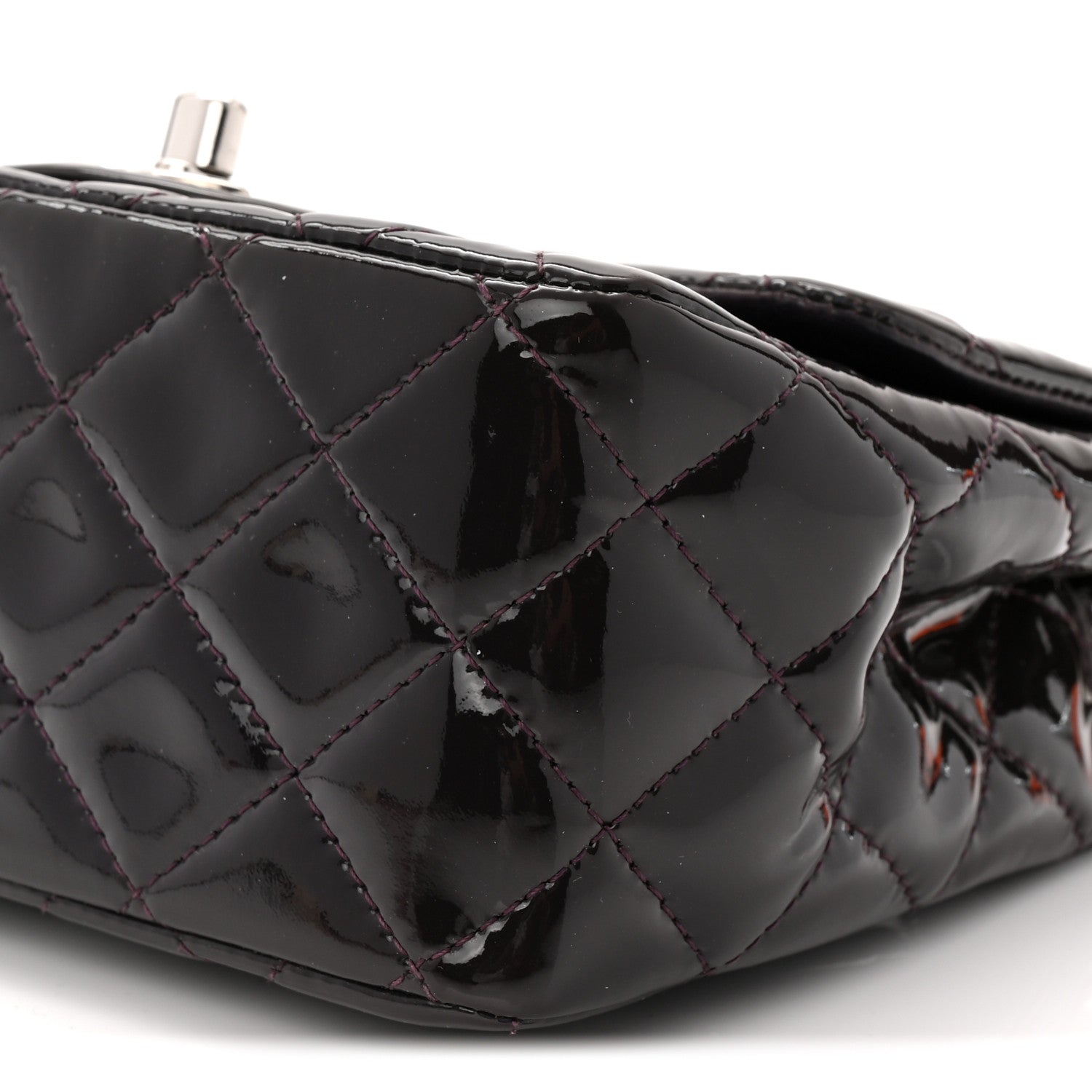 Chanel Patent Quilted Mini Square Flap Purple 10 of 10