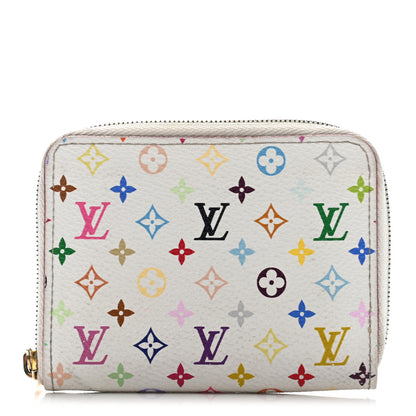 Louis Vuitton Monogram Multicolor Zippy Coin Purse Wallet White Litchi 1 of 17