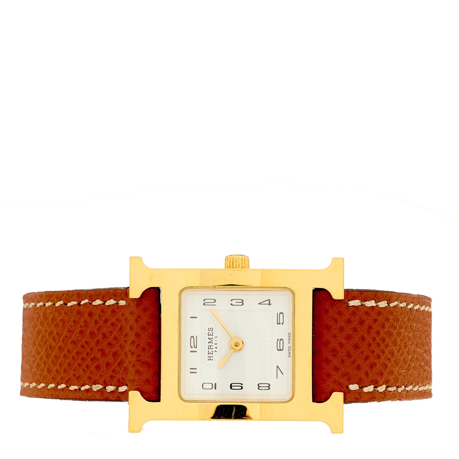 Hermes Stainless Steel Epsom 21mm Heure H Hour Quartz Watch Gold 2 of 4