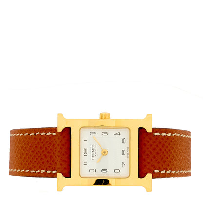 Hermes Stainless Steel Epsom 21mm Heure H Hour Quartz Watch Gold 2 of 4