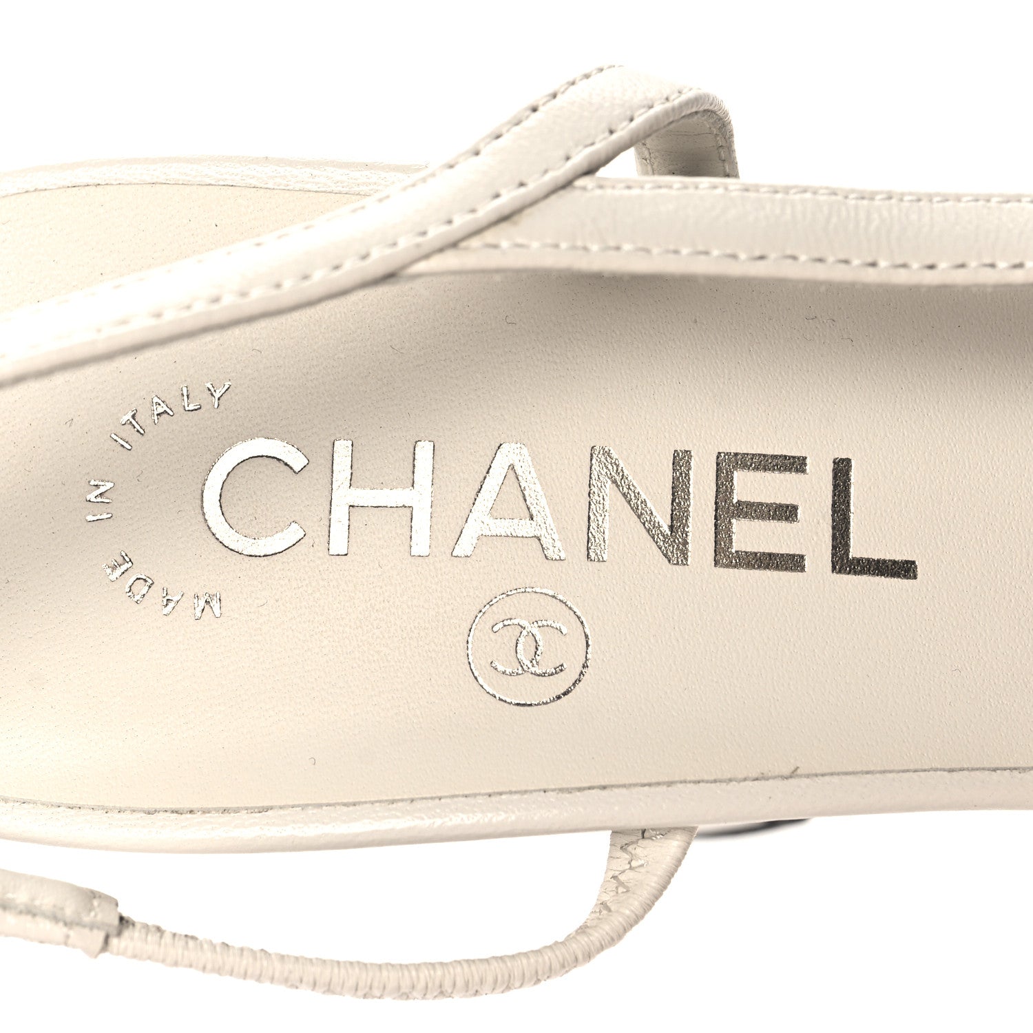Chanel Lambskin Grosgrain Cap Toe CC Slingback Pumps 39.5 White Black 9 of 11