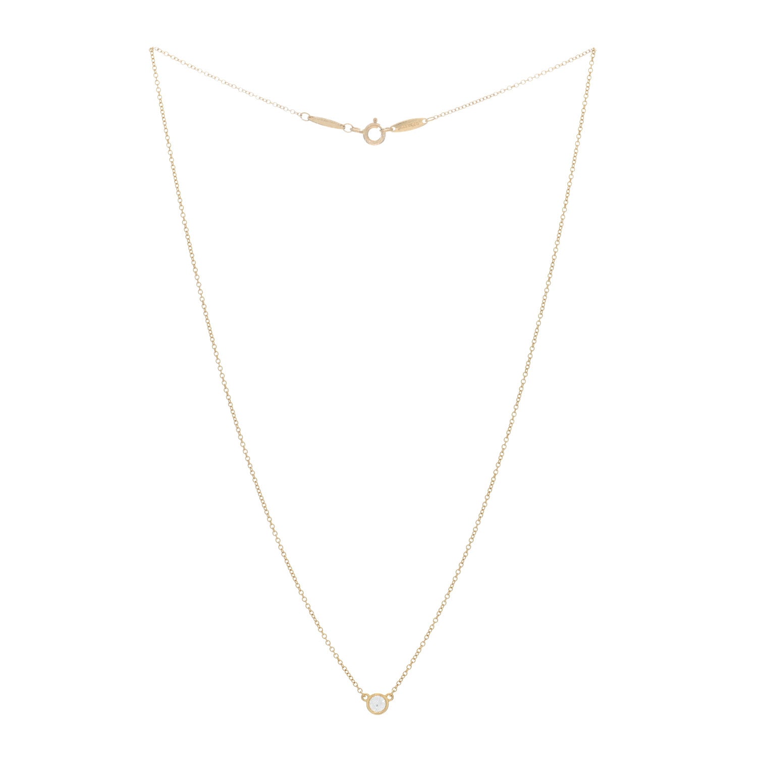 Tiffany 18K Yellow Gold Diamond .17ct Elsa Peretti Diamonds by the Yard Pendant Necklace 4 of 5
