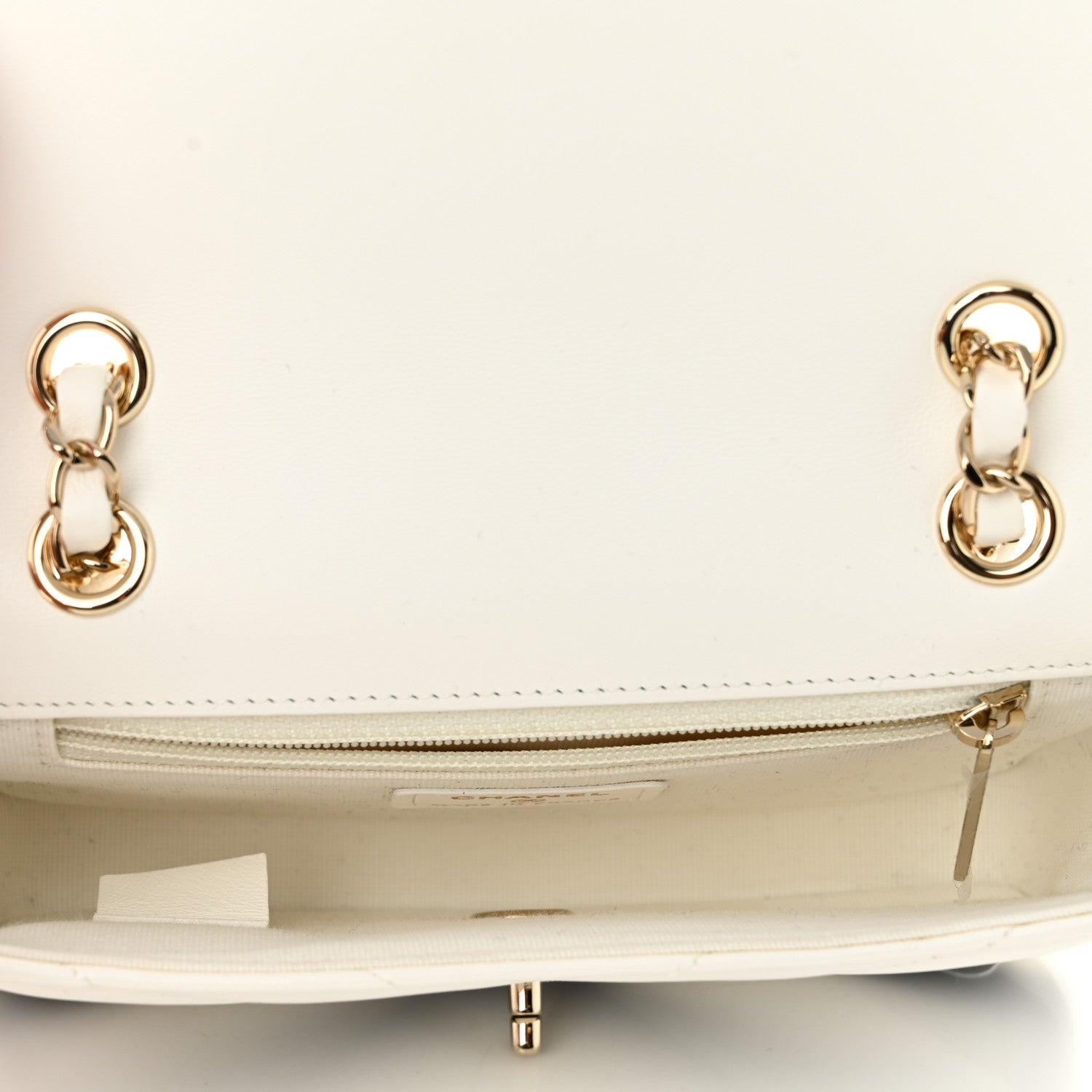 Chanel Lambskin Chevron Stitched Flap White Black 5 of 10