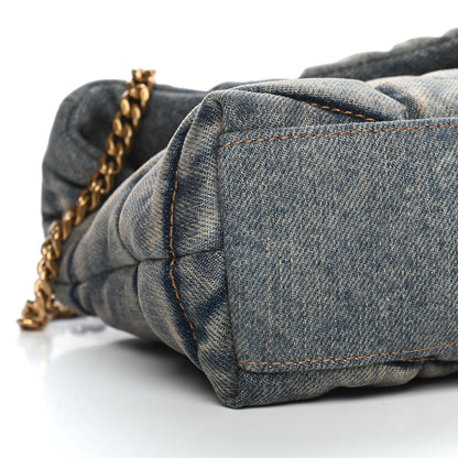 Saint Laurent Denim Quilted Toy Loulou Puffer Monogram Chain Satchel Blue Black 8 of 9