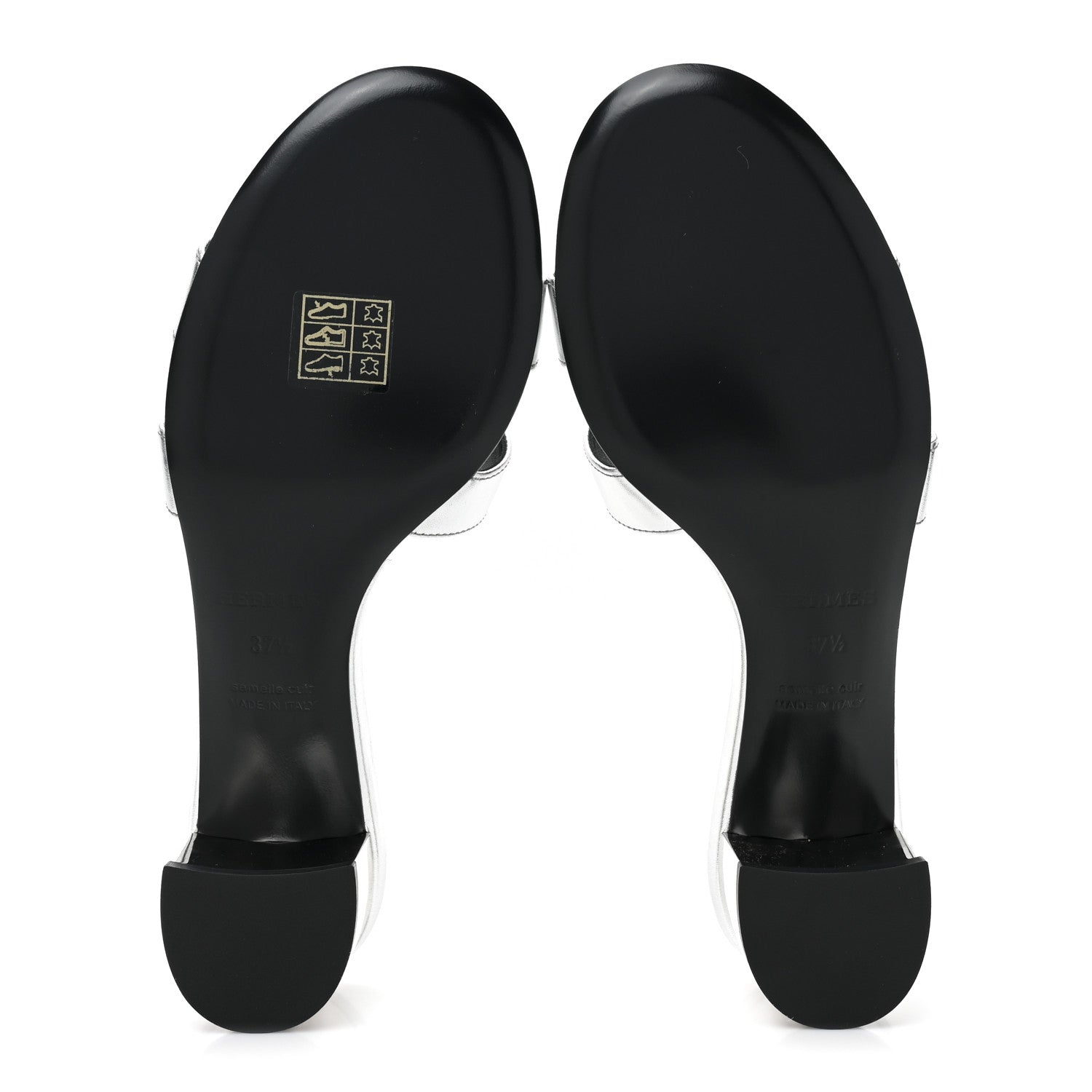 Hermes Metallic Nappa Oasis Sandals 37.5 Gris Argente 5 of 10