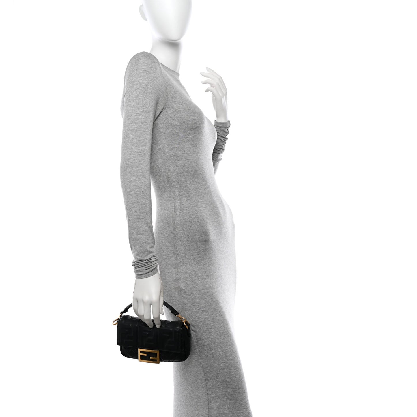 Nappa FF 1974 Embossed Mini Baguette Black