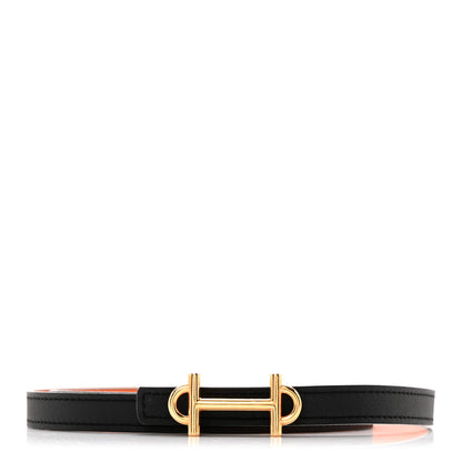 Hermes Swift Epsom 13mm Gamma Belt 75 Black Orange 1 of 6