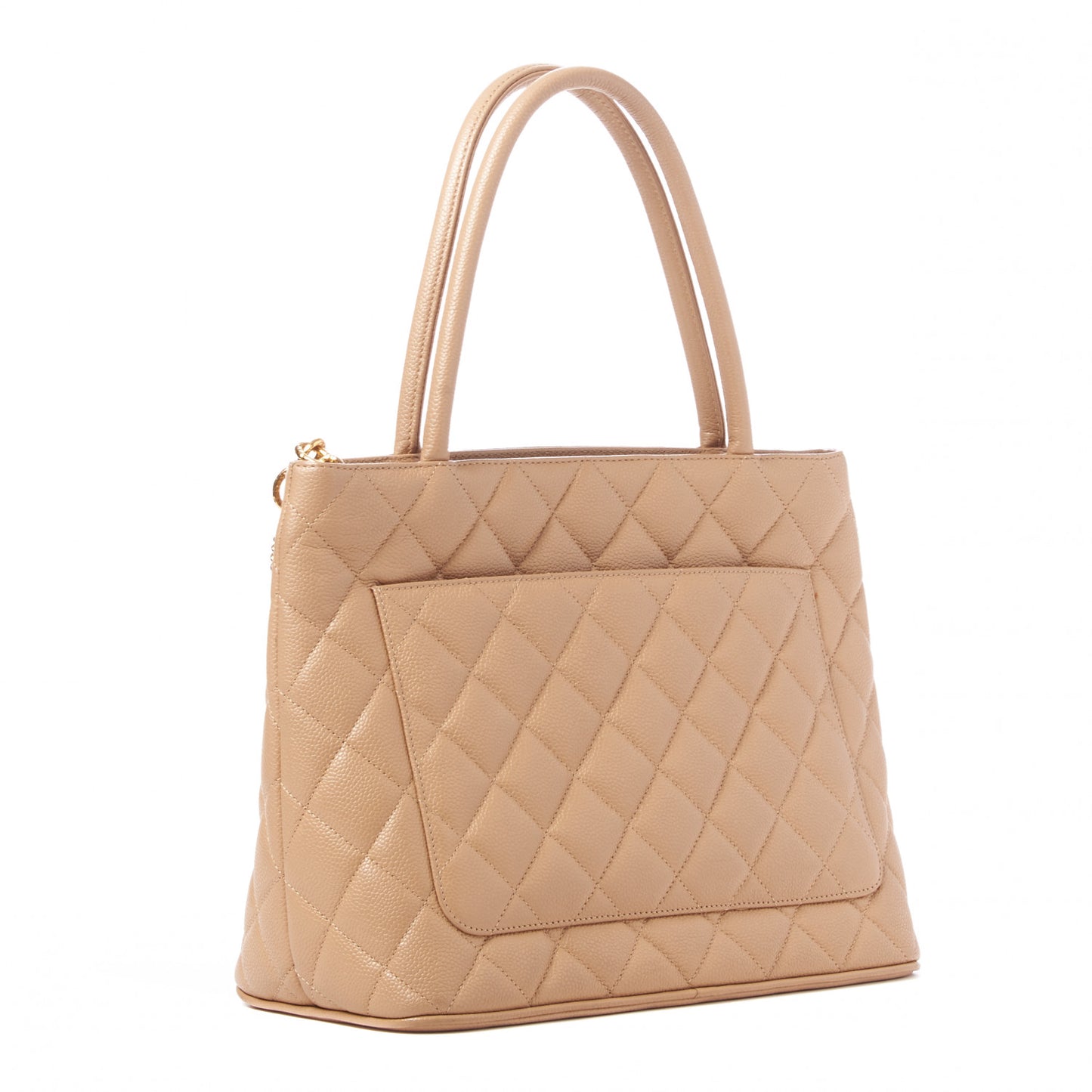 Caviar Quilted Medallion Tote Beige