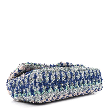 Chanel Glittered Tweed Quilted Medium Flap Blue Multicolor 4 of 11