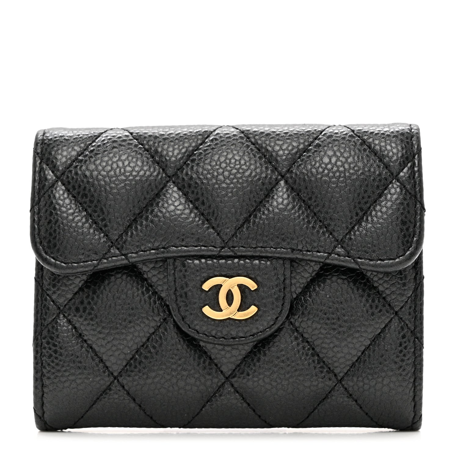 Chanel Caviar Quilted Flap Card Holder Wallet Black 1 of 9