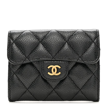 Chanel Caviar Quilted Flap Card Holder Wallet Black 1 of 9