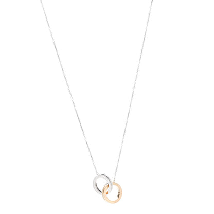 Tiffany Sterling Silver 18K Rose Gold 1837 Interlocking Circles Pendant Necklace 1 of 5