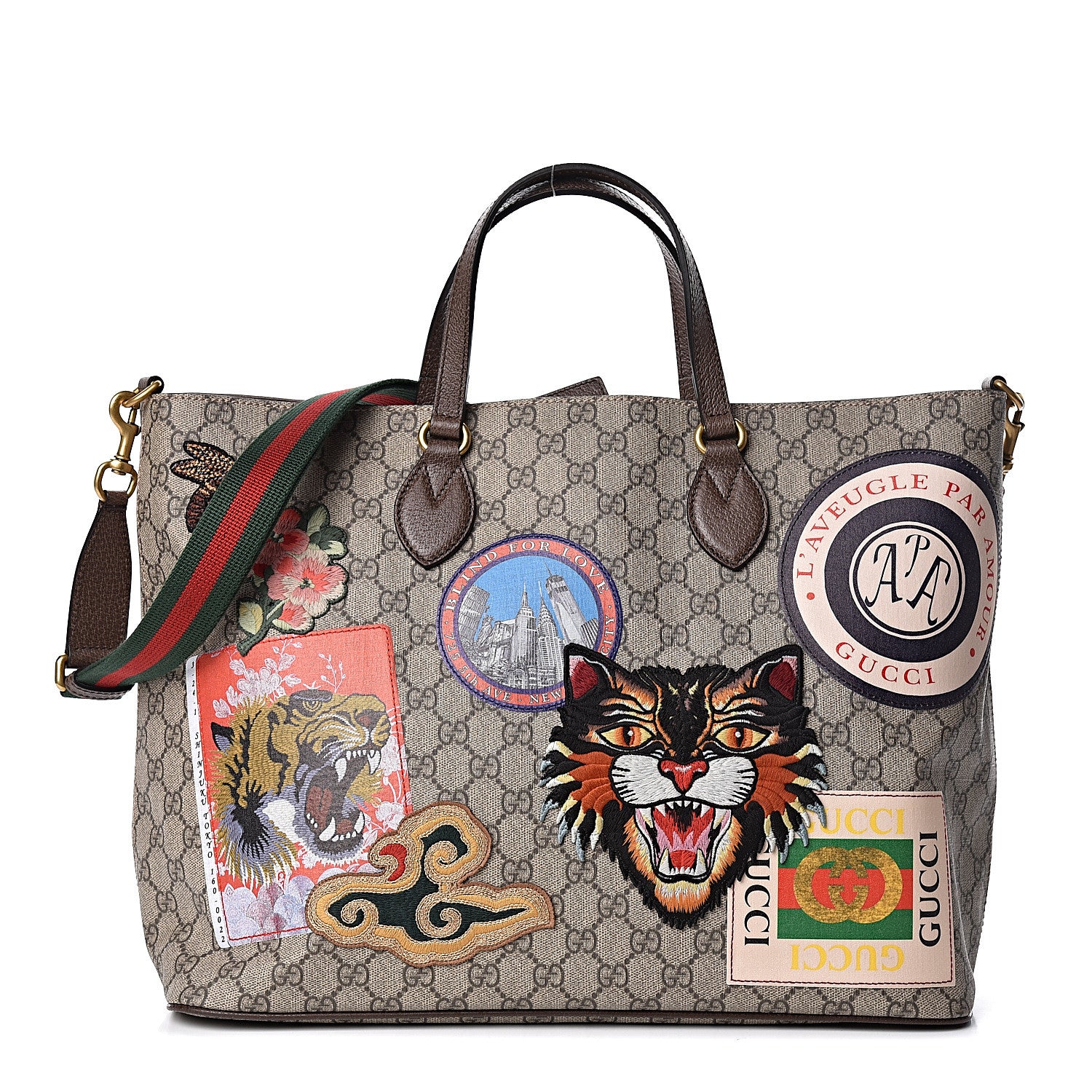 Gucci Soft GG Supreme Monogram Courrier Medium Crossbody Tote Beige New Acero 1 of 11