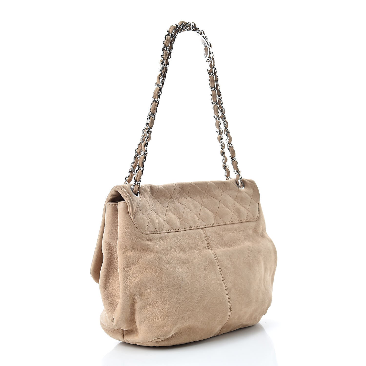 Chanel Suede Quilted Large Trianon Messenger Flap Beige 3 of 11
