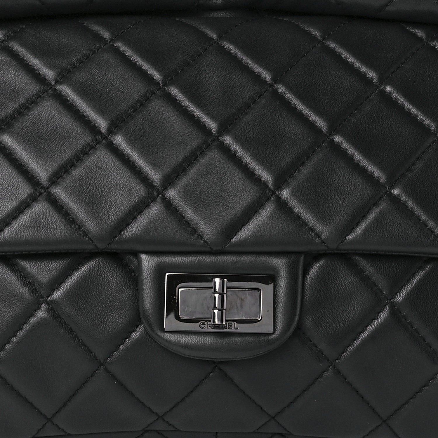 Chanel Lambskin Quilted Jumbo Roll 2.55 Reissue Clutch Black 7 of 10