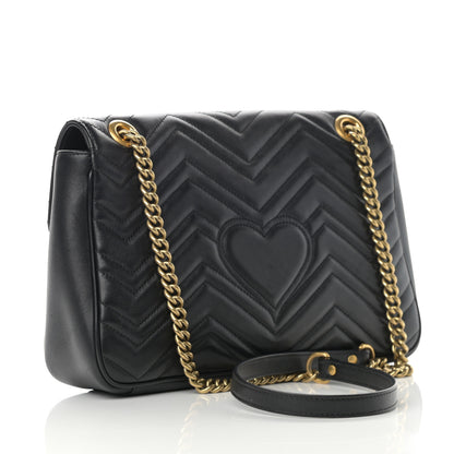 Gucci Calfskin Matelasse Medium GG Marmont Shoulder Bag Black 3 of 15