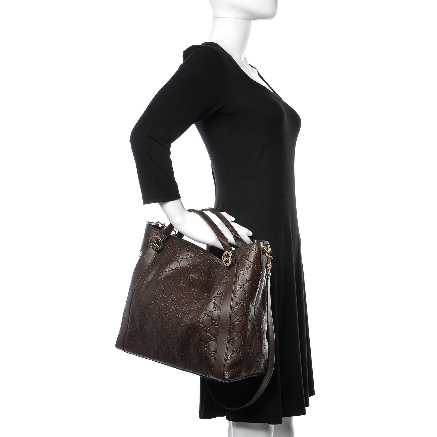 Guccissima Medium Miss GG Top Handle Bag Dark Brown
