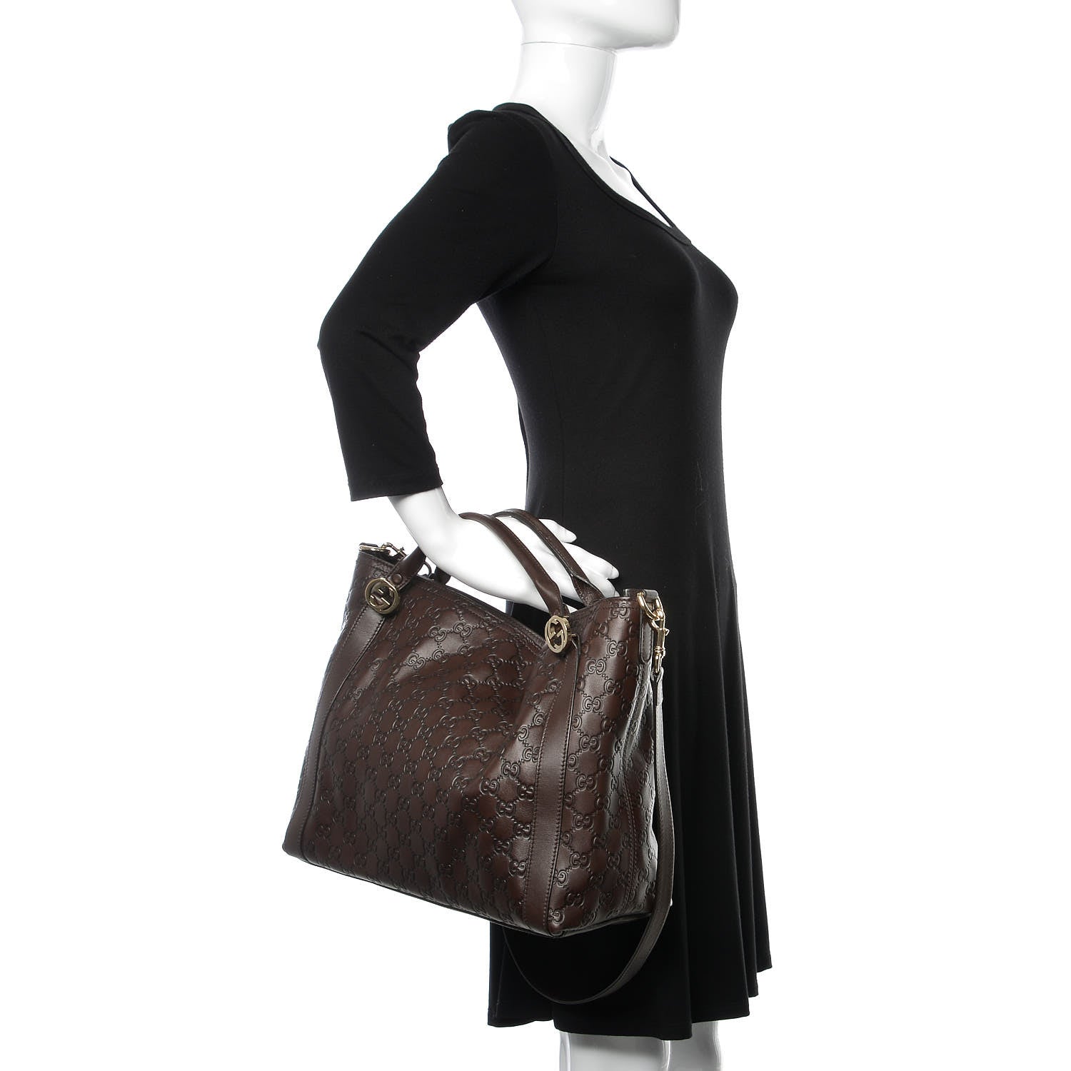 Gucci Guccissima Medium Miss GG Top Handle Bag Dark Brown 3 of 11