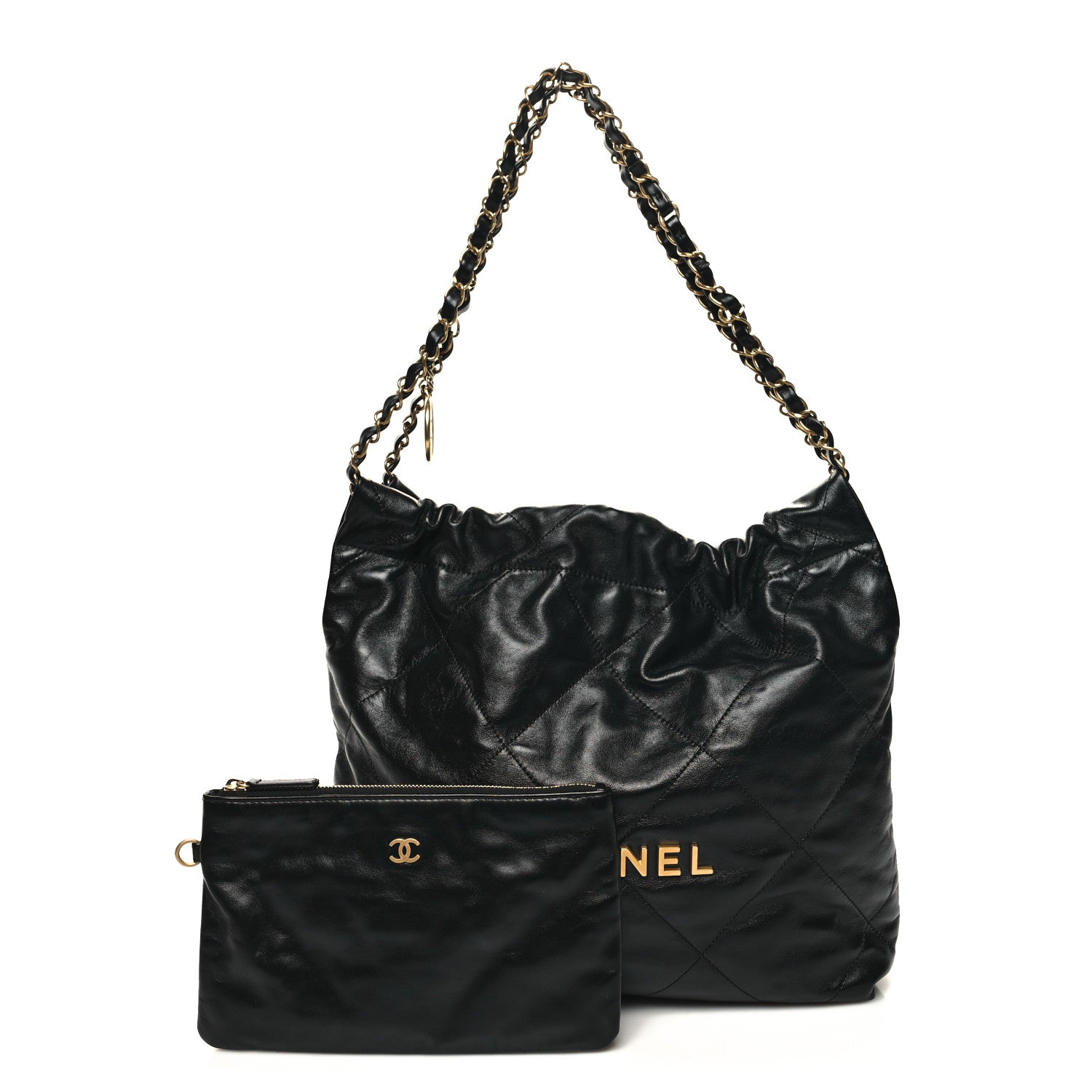 Chanel Shiny Calfskin Quilted Small Chanel 22 Black 3 of 13