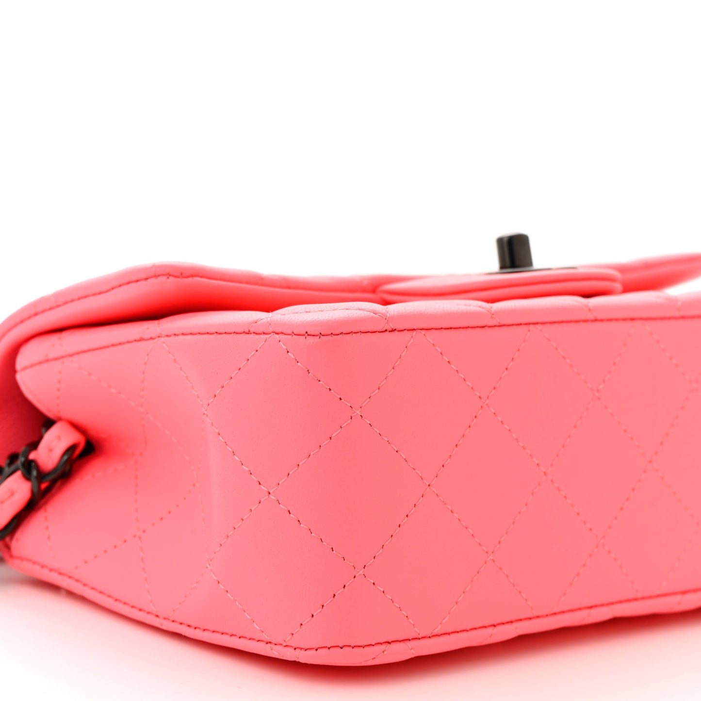 Lambskin Quilted Mini Rectangular Flap Coral Pink