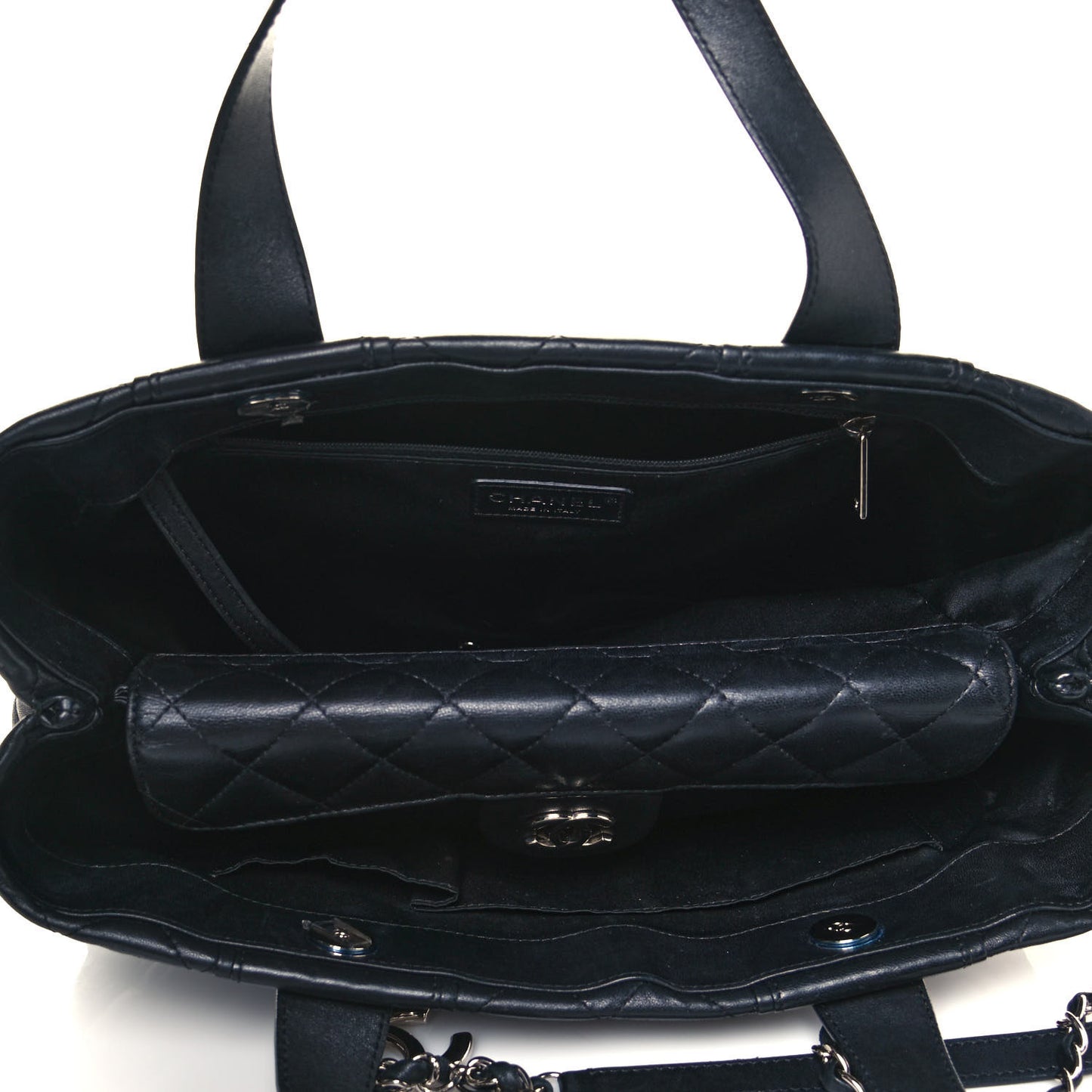 Lambskin Quilted Daily Shopping Tote Black