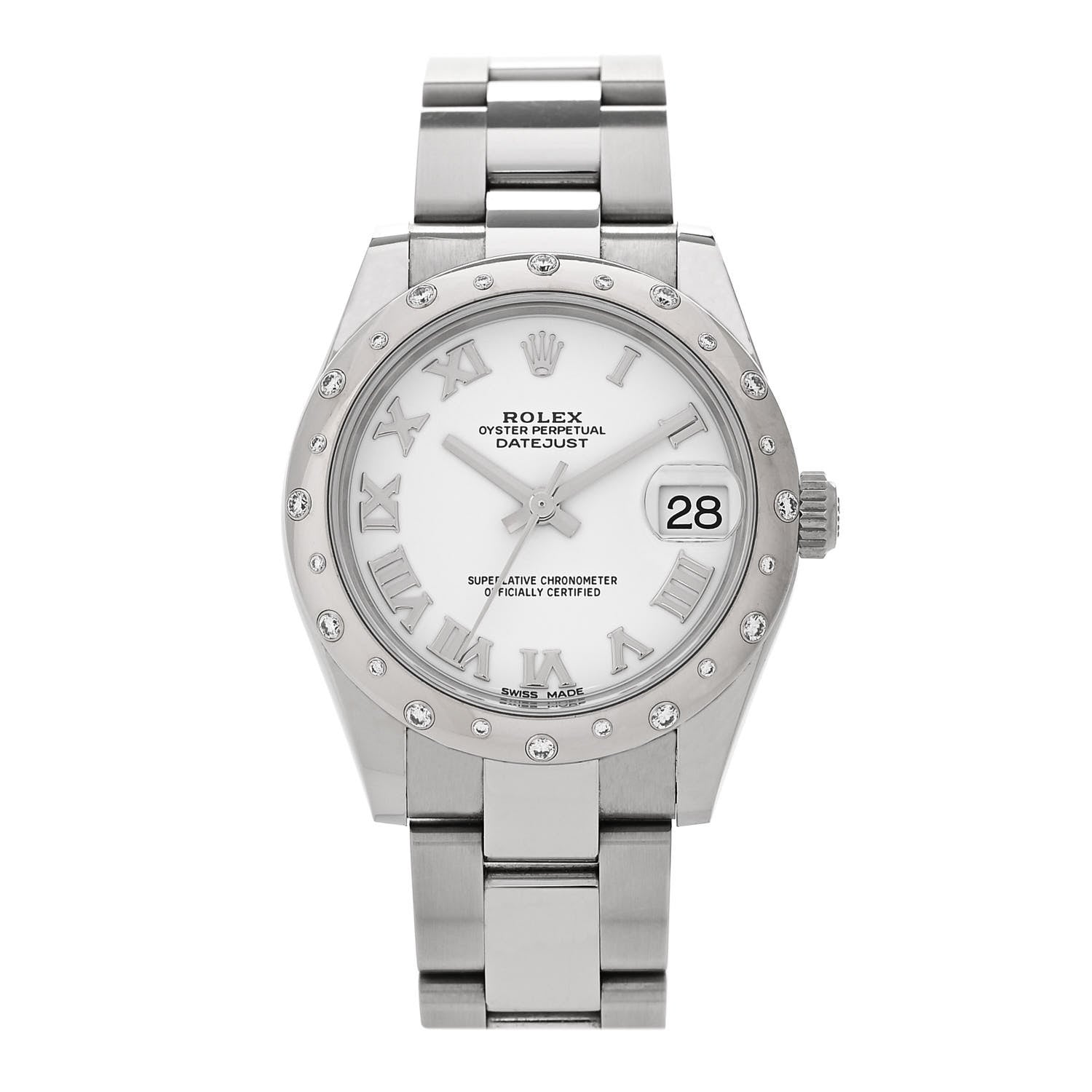 Rolex Stainless Steel 18K White Gold Diamond 31mm Oyster Perpetual Datejust Watch White Roman 178344 1 of 5