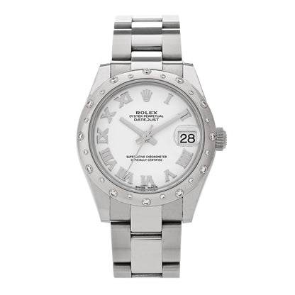 Rolex Stainless Steel 18K White Gold Diamond 31mm Oyster Perpetual Datejust Watch White Roman 178344 1 of 5