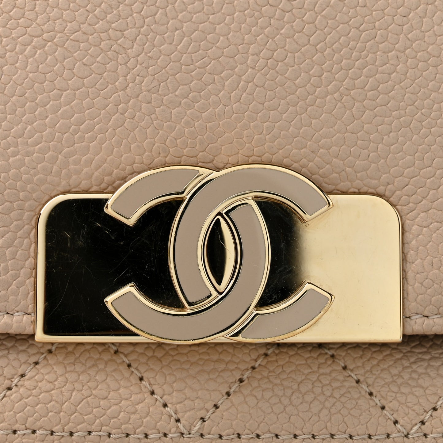 Caviar Quilted Flap Light Beige