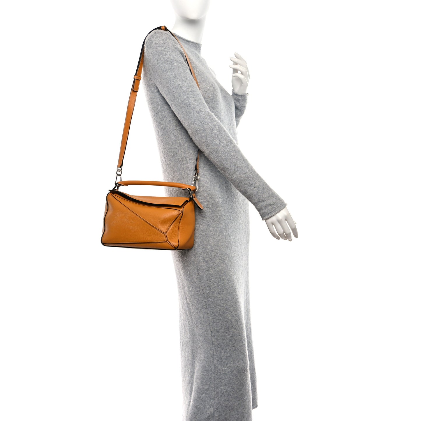 Grained Calfskin Small Puzzle Bag Sunflower