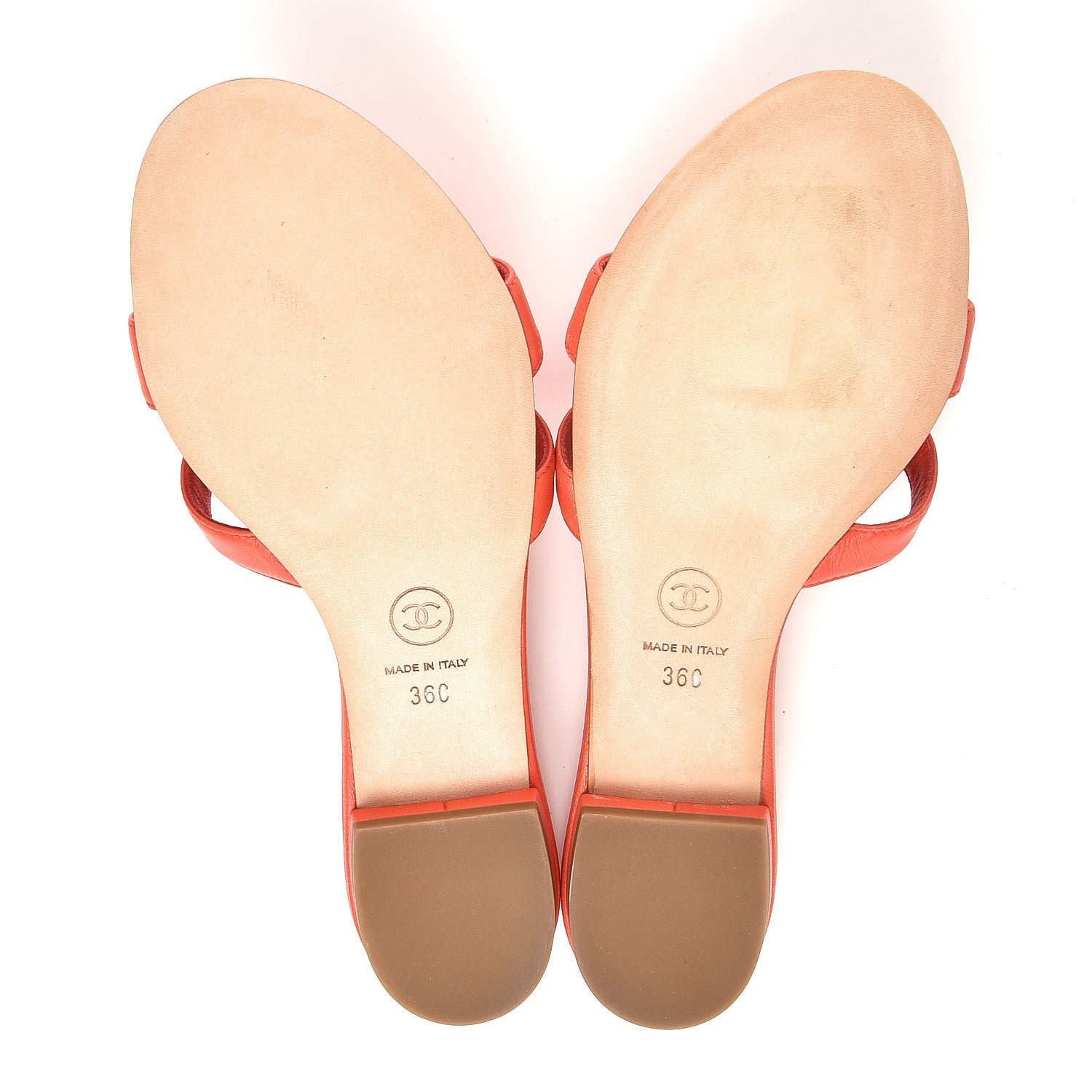 Chanel Lambskin Camellia Sandals 36 Orange 5 of 8